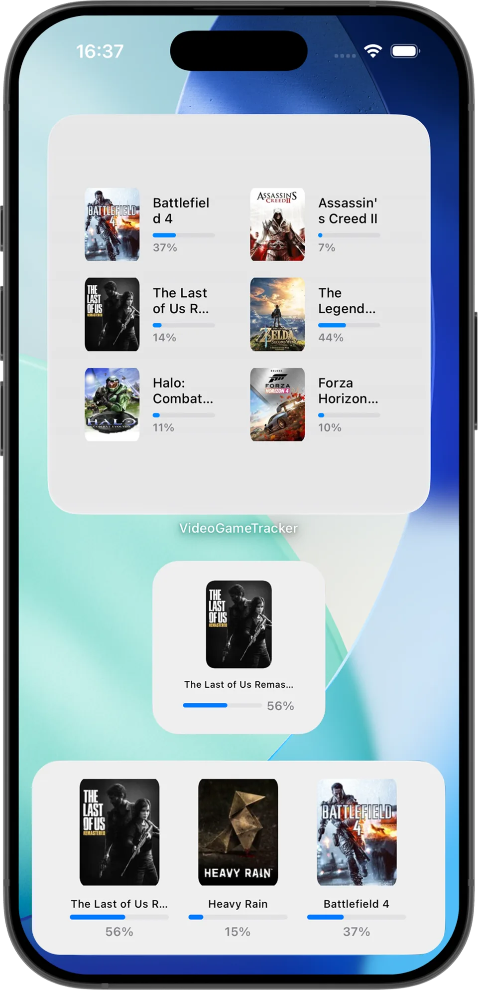 Video Game Tracker widgets preview.