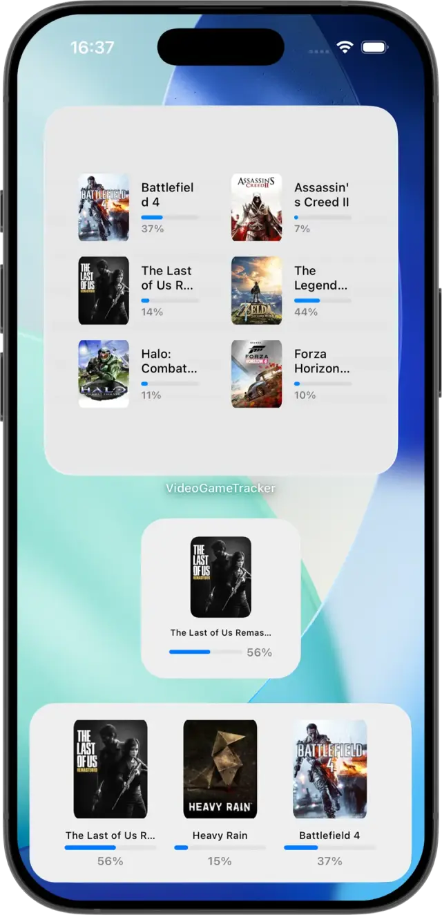 Video Game Tracker widgets preview.
